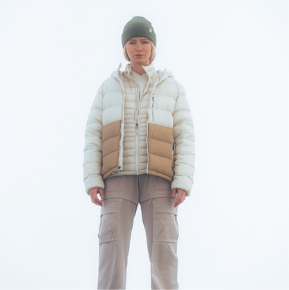 Fuego Max Down Hooded Jacket - Women's - Cream/Khaki - US 9738