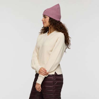 Atajo Long-Sleeve Waffle V-Neck - Women's - Cream - US 4950