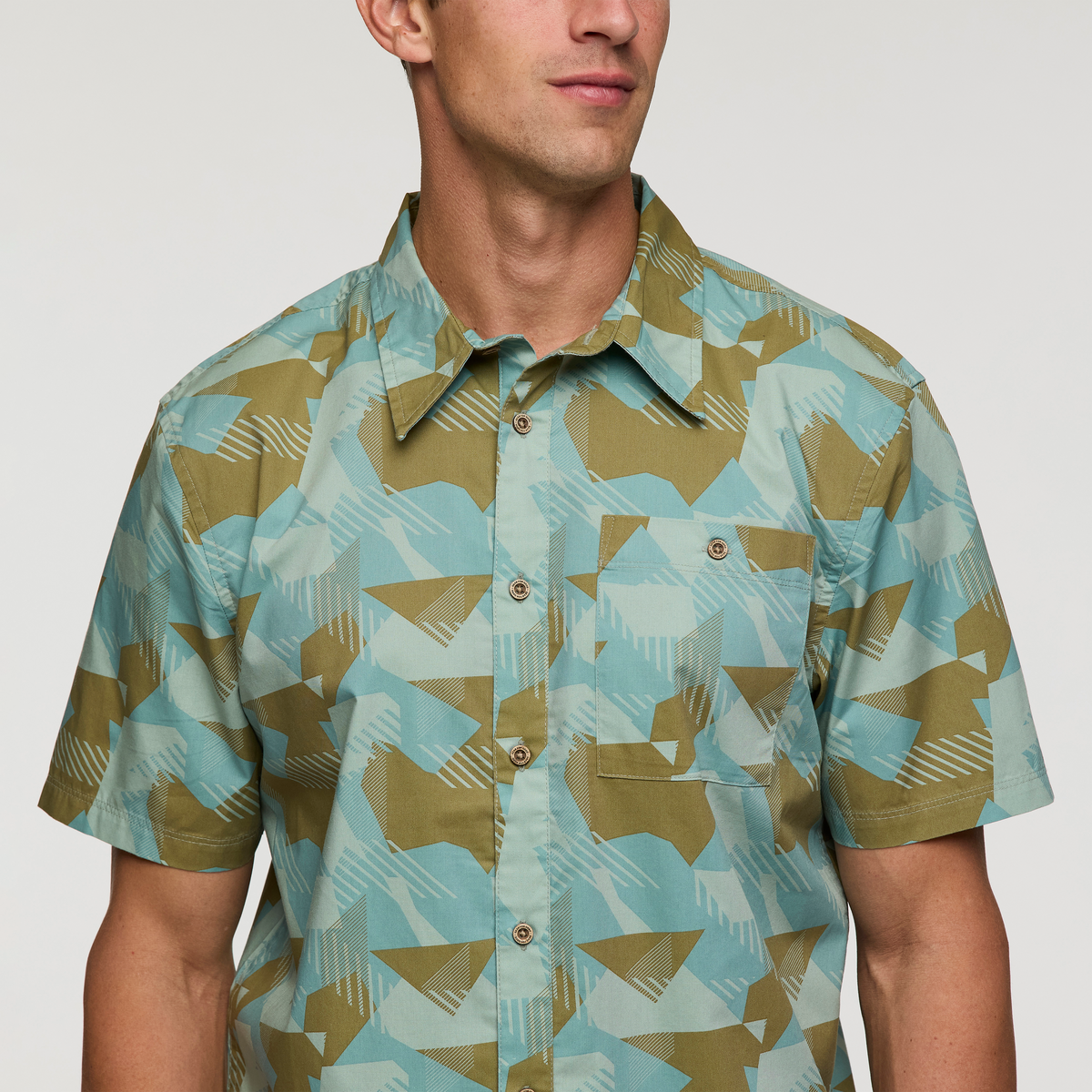 Estival Button Up Shirt - Print - Men's - Reflections Silver Leaf - US 7553