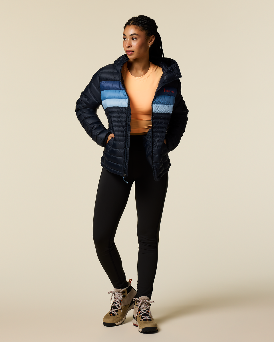 Fuego Down Hooded Jacket - Women's - Carbon Stripes - US 6944