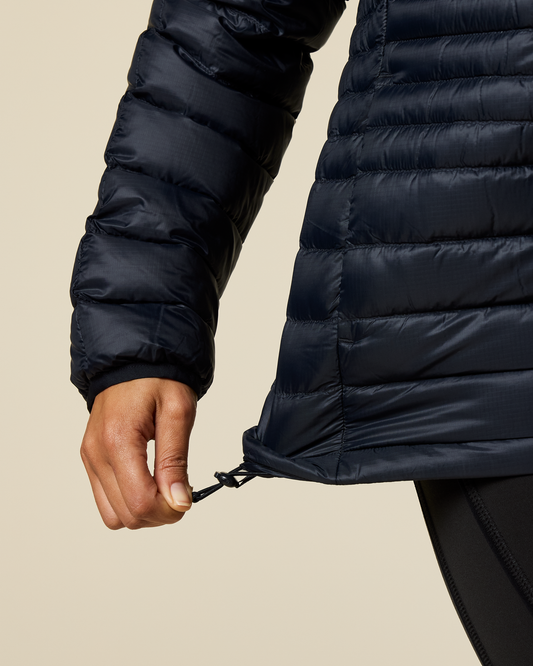 Fuego Down Hooded Jacket - Women's - Carbon Stripes - US 6944