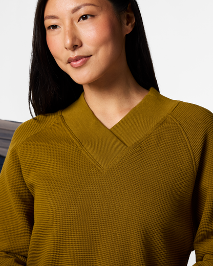 Atajo Long-Sleeve Waffle V-Neck - Women's - Log Cabin - US 2784