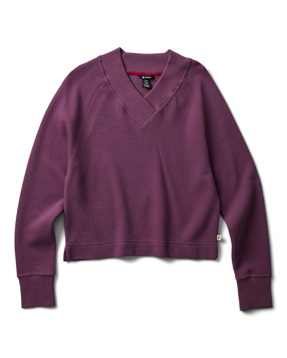 Atajo Long-Sleeve Waffle V-Neck - Women's - Mystic - US 5090