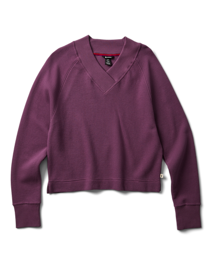 Atajo Long-Sleeve Waffle V-Neck - Women's - Mystic - US 5090