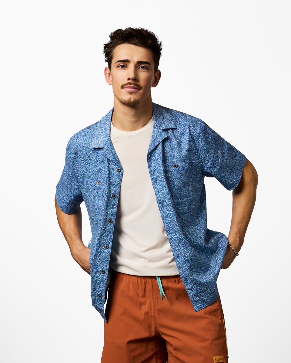 Afuera Button Up Shirt - Print - Men's - Cenotes Azure - US 8469