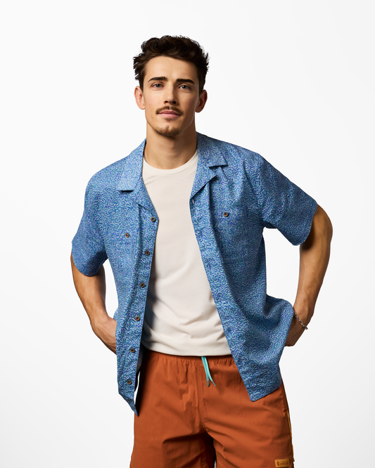 Afuera Button Up Shirt - Print - Men's - Cenotes Azure - US 8469