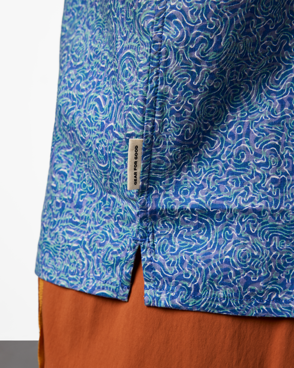Afuera Button Up Shirt - Print - Men's - Cenotes Azure - US 8469