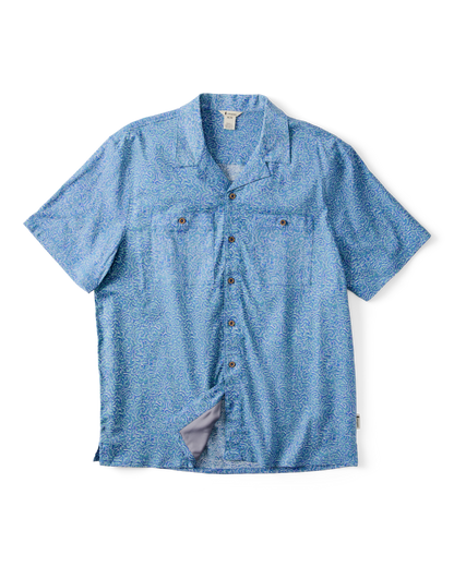 Afuera Button Up Shirt - Print - Men's - Cenotes Azure - US 8469