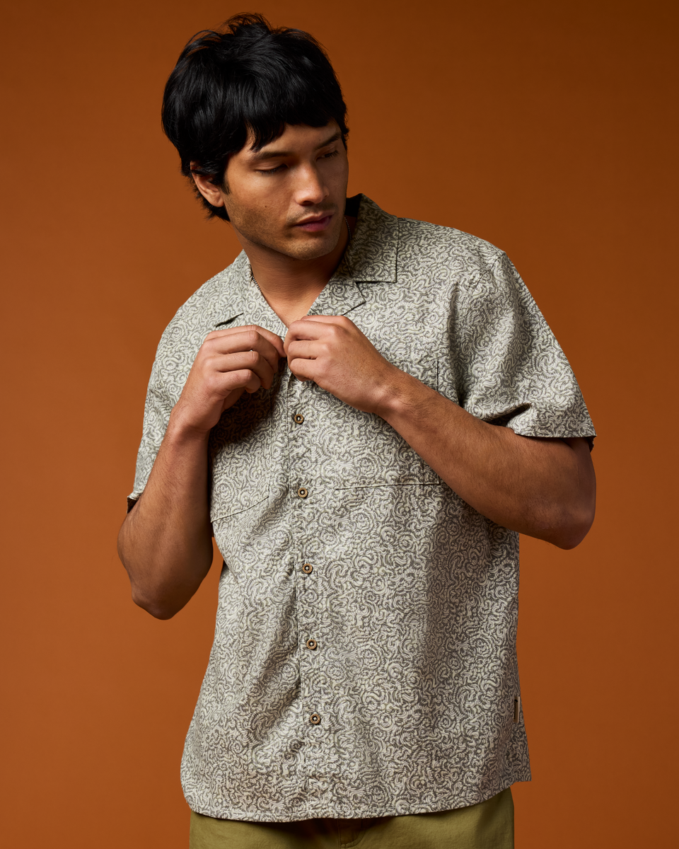Afuera Button Up Shirt - Print - Men's - Cenotes Mineral - US 4622