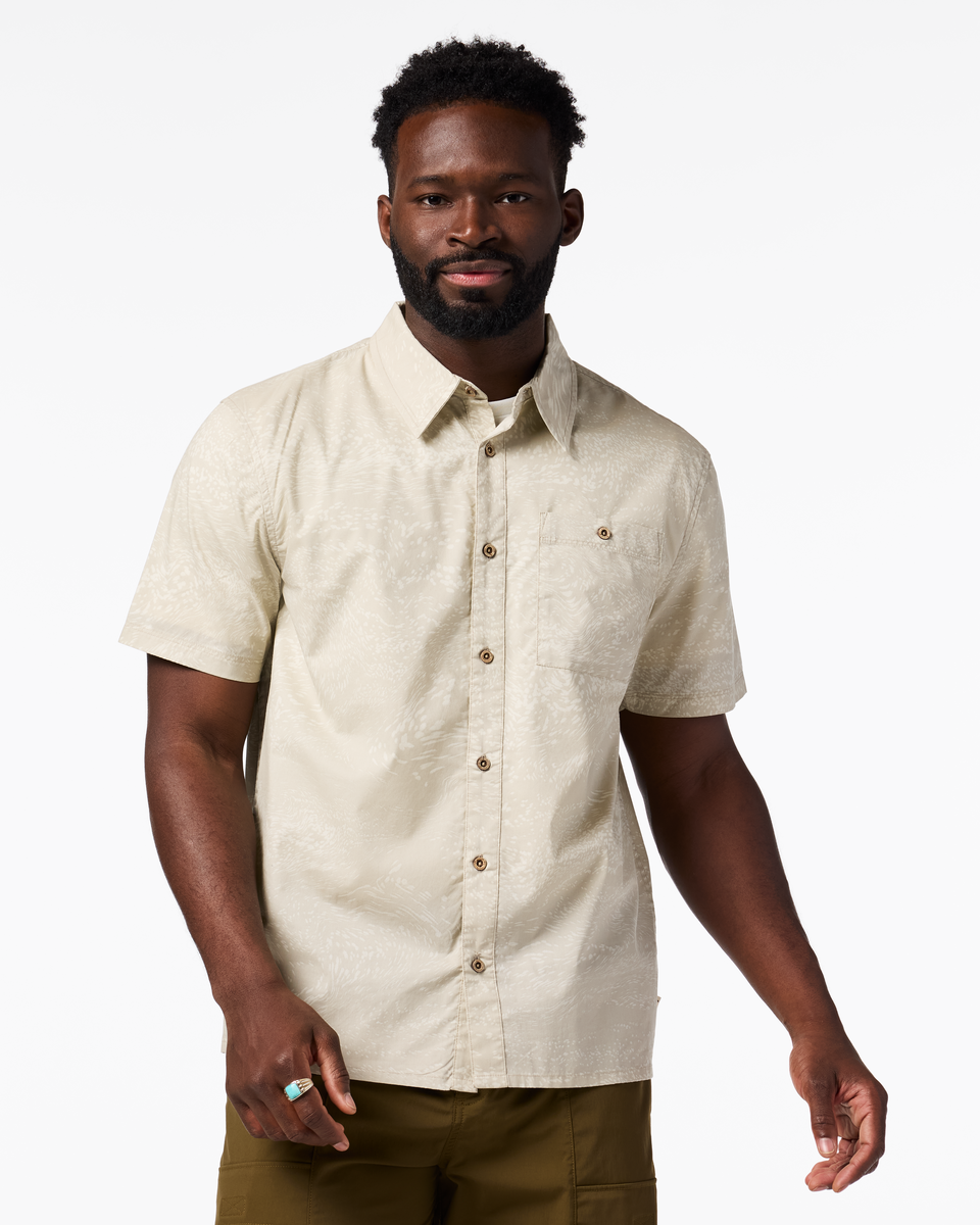 Estival Button Up Shirt - Print - Men's - Waves Mineral - US 8982