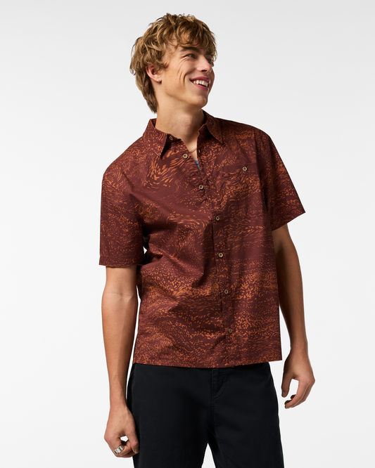 Estival Button Up Shirt - Print - Men's - Waves Sepia - US 5901