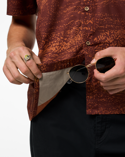 Estival Button Up Shirt - Print - Men's - Waves Sepia - US 5901