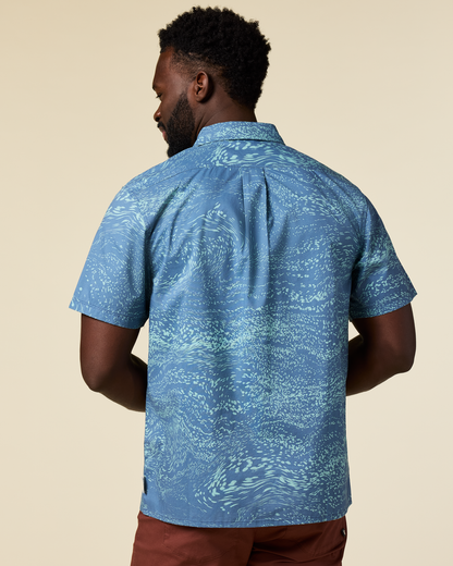 Estival Button Up Shirt - Print - Men's - Waves Steel Blue - US 7412