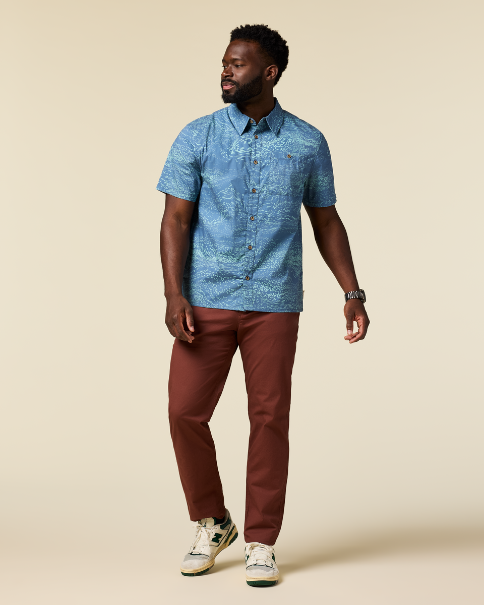 Estival Button Up Shirt - Print - Men's - Waves Steel Blue - US 7412