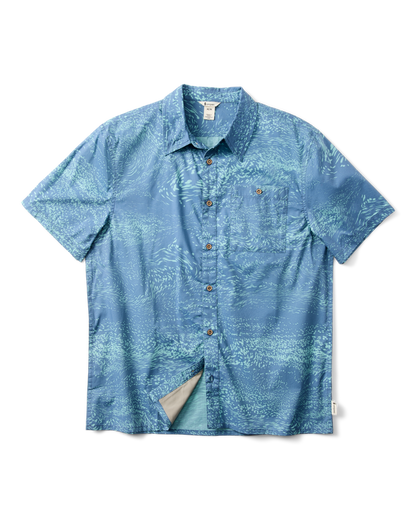 Estival Button Up Shirt - Print - Men's - Waves Steel Blue - US 7412