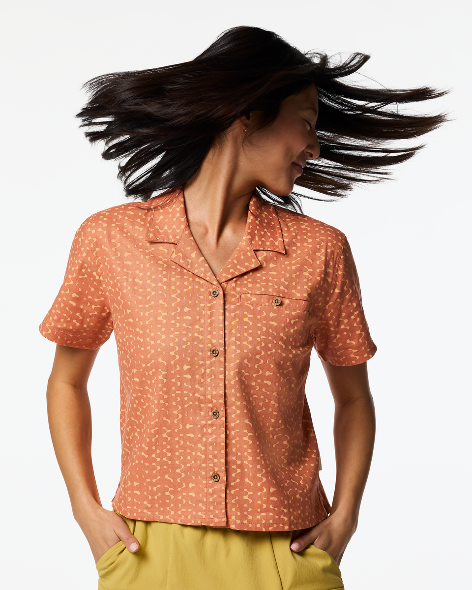 Afuera Button Up Shirt - Print - Women's - Shimmer Cantaloupe - US 9672