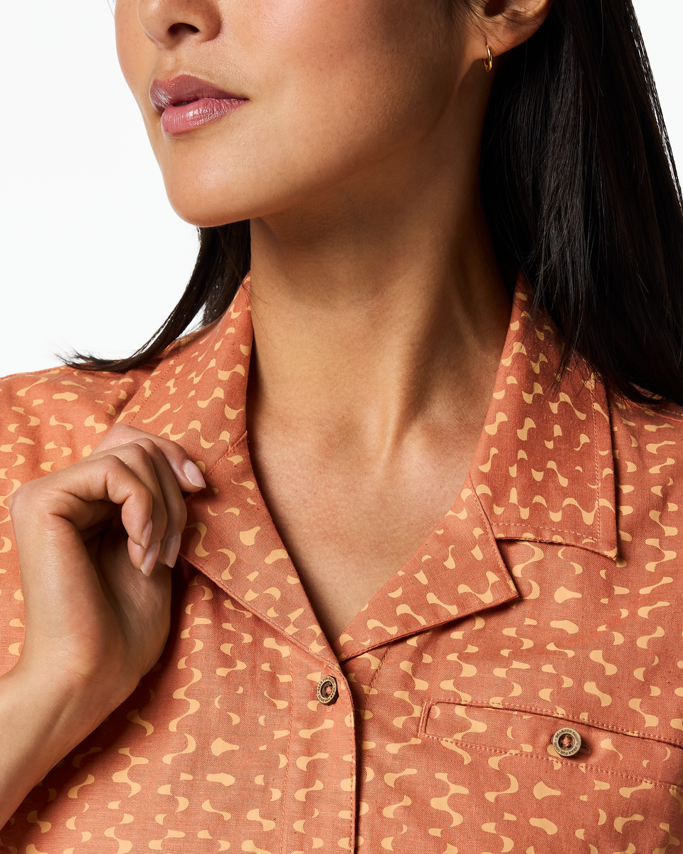 Afuera Button Up Shirt - Print - Women's - Shimmer Cantaloupe - US 9672