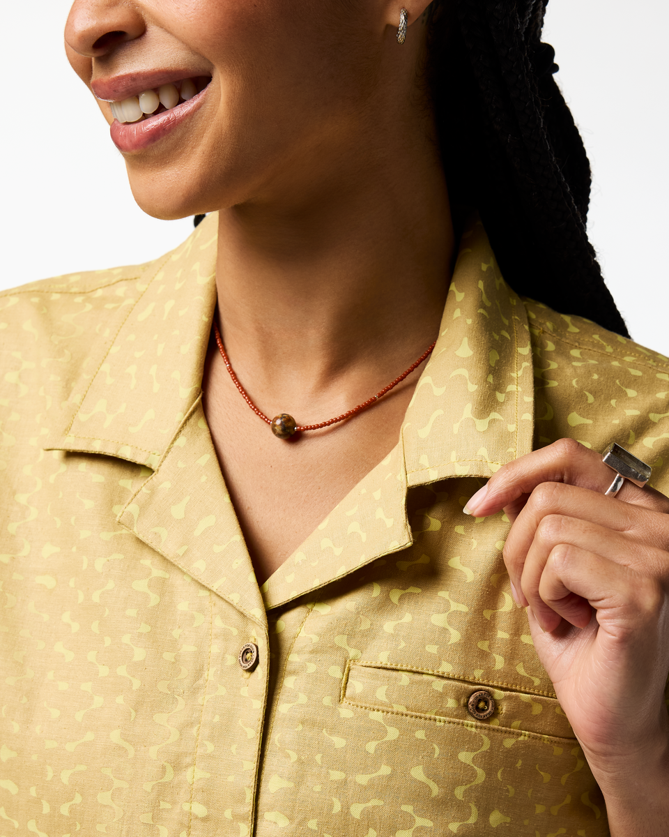 Afuera Button Up Shirt - Print - Women's - Shimmer Honeydew - US 5421