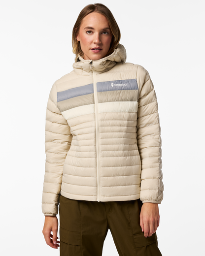Fuego Down Hooded Jacket - Women's - Cream Stripes - US 8584