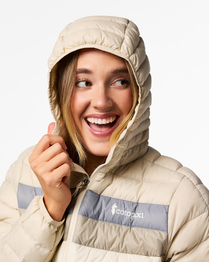 Fuego Down Hooded Jacket - Women's - Cream Stripes - US 8584